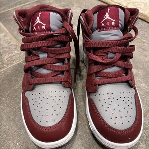 Air Jordan Maroon and Gray Sneakers